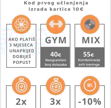 Cjenik članarine Fitness You Galižana – opcije članstva i cijene za fitness programe