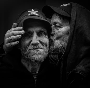 Street character portrait of 2 men by Carol Visser