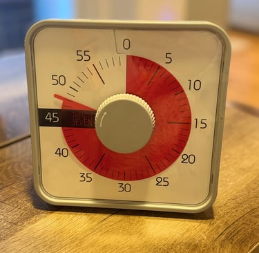 large visual timer sitting on a table
