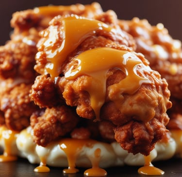 Hot honey fried chicken close-up