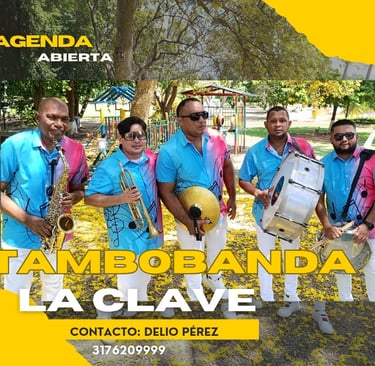 "Músicos de la Tambobanda Papayera La Clave en Valledupar, uniformados para la ocasión