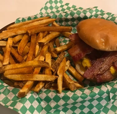 Bacon burger with fries