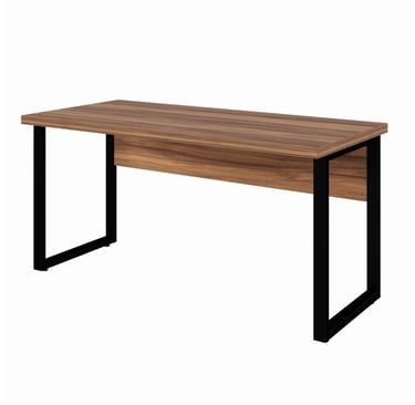 MESA DE ESCRITÓRIO SEM GAVETAS ESTILO INDUSTRIAL - 1,50X0,60 - NOGAL/SEVILHA/PRETO