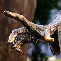Close up on the hand of the Franz Liszt statue.