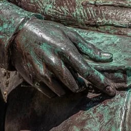 Close up on the hand of Ferenc Kölcsey.