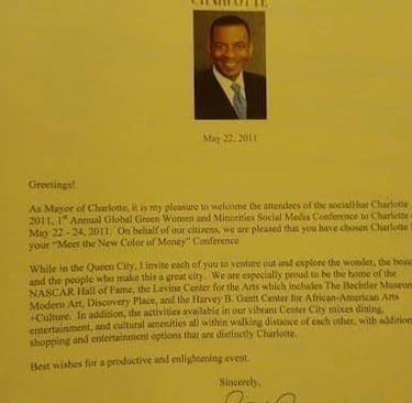 The initial socialHUE, Charlotte, NC 2011, Mayor Welcome