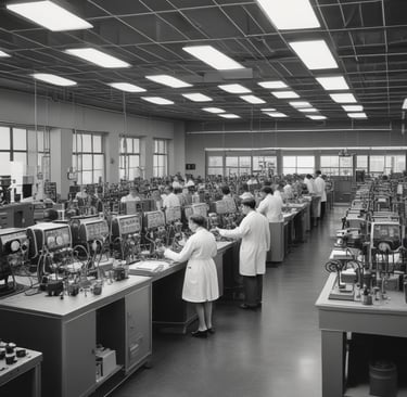 a group of people working in a lab