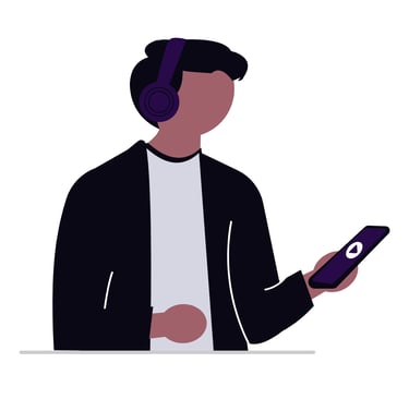 Man listening to sounds from a cell phone.