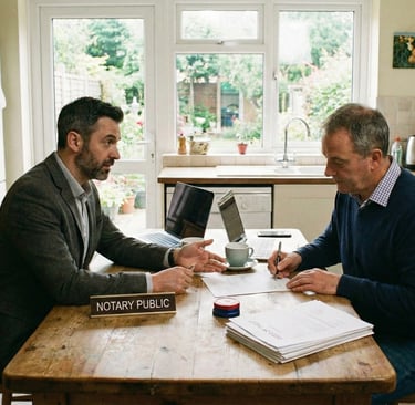 Mobile notary visiting a client at home in Middlesex County Massachusetts