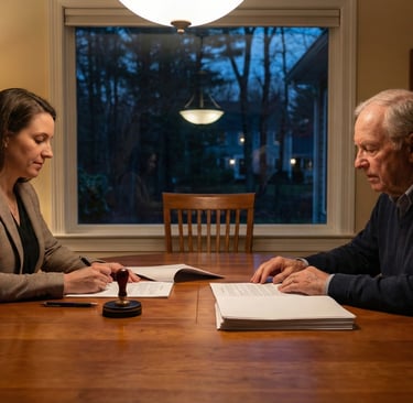 24/7 mobile notary public performing a nighttime notarization in Massachusetts