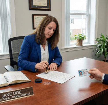 Notarized near me service in Massachusetts with a licensed notary public verifying identity and nota