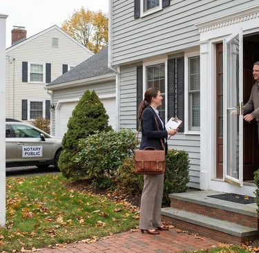 Traveling notary visiting a residence in Reading Massachusetts