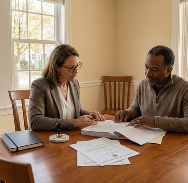 Mobile notary public conducting a notarization appointment in Massachusetts