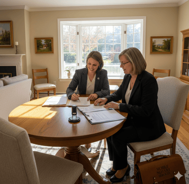 Weekend mobile notary public assisting a client in Massachusetts