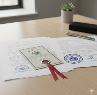 Massachusetts birth certificate prepared for apostille authentication stamped and sealed.