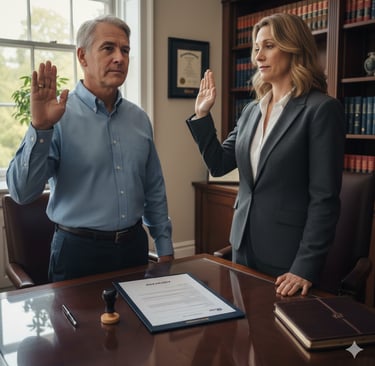 Massachusetts notary public notarizing an affidavit under oath