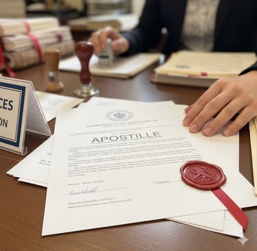 Massachusetts birth certificate prepared for apostille in Boston