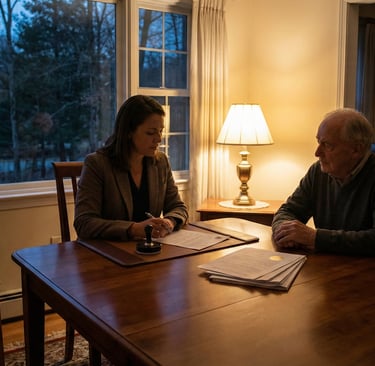 After hours mobile notary public assisting a client in Massachusetts