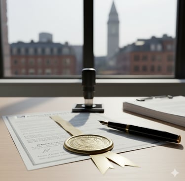 Boston apostille certificate attached to Massachusetts birth record for international authentication