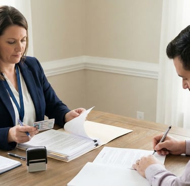 Local mobile notary public meeting a client for document signing in Massachusetts