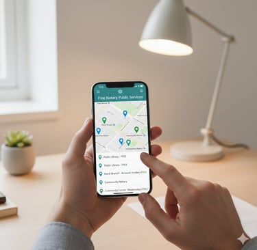 person searching for free notary service in local area