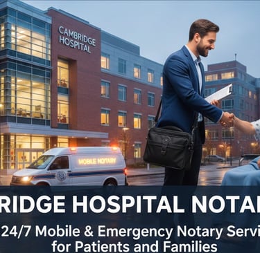 Man doing notary at Cambridge hospital 24/7