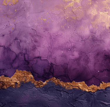 Close-up purple and gold watercolor texture with crackled patterns