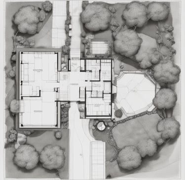 plan de masse d'une maison réalisé par un architecte