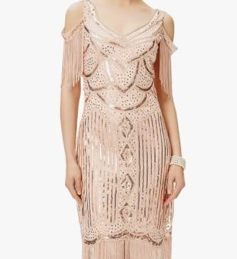 BABEYOND Womens 1920s Flapper Dress Vintage Long Fringe Dress Roaring 20s Sequins Beaded Dress