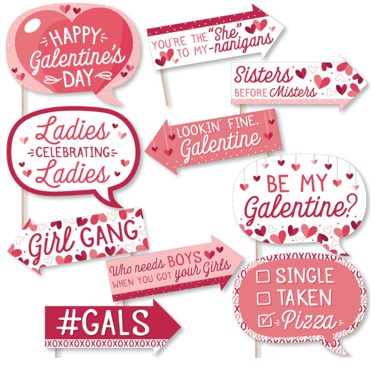Big Dot of Happiness Funny Happy Galentine’s Day - Valentine’s Day Party Photo Booth Props Kit - 10