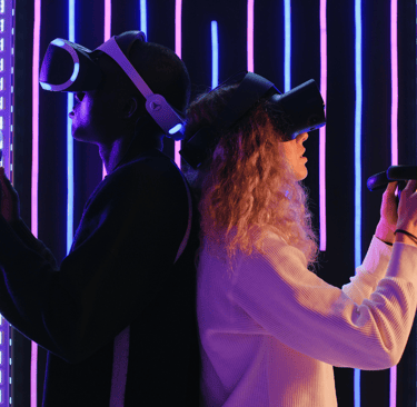 Couple playing virtual reality together