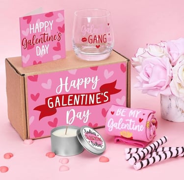 Galentines Day Gifts Valentines Day Gifts for Her Wine Glass Socks Rose Scented Candles 12 oz Greeti