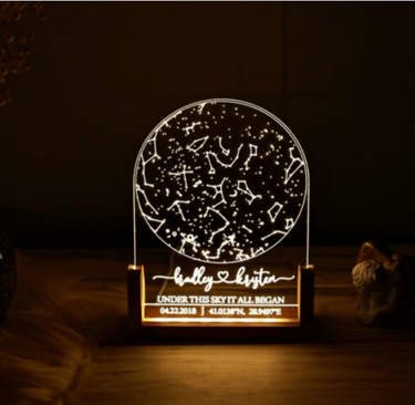 MINIBON Custom Star Map for Anniversary for Couples | Personalized Night Light Star Map Plaque 