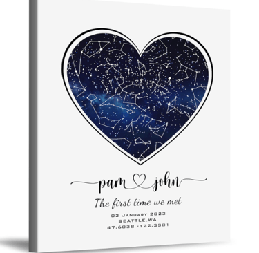 Personalized Star Map with Couple's Names and Special Date Message on it