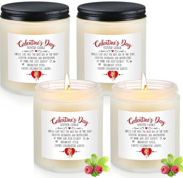 Threlaco 4 Pcs Galentines' Day Scented Candle Galentines' Day Gift for Women Friend Valentine's Day 