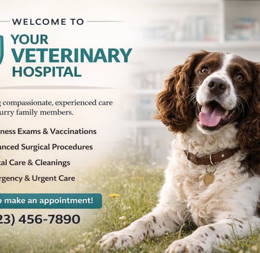 Happy Springer Spaniel at a Veterinary Clinic
