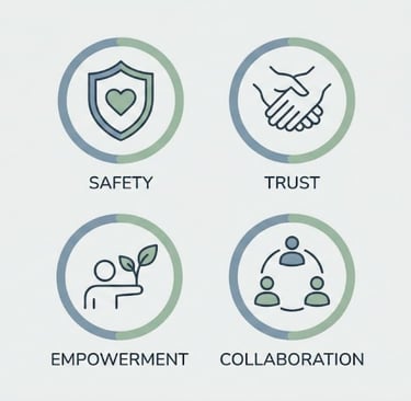 a group of people standing around a group of people