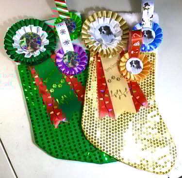 Bas de Noel personnalisés avec une photo dans le macaron.