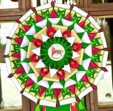 Rosette de Noel pour portes d'entrées. 13'' de large.