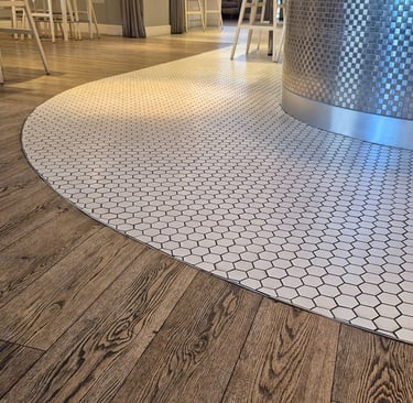 mosaic tile fitting to match existing floor levels