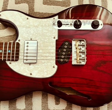 Upgraded Aluminum "Half Bridge" w/ Brass Saddles and Abalone Fingerboard Inlays