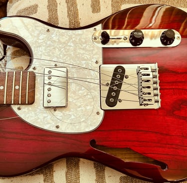 Original Modern Bridge with Zinc Saddles and plain white Dot Inlays