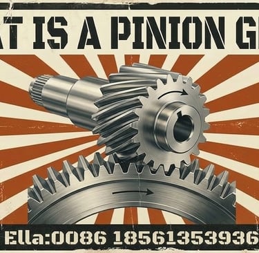 Small pinion gear engaging with a larger gear for mechanical advantage in industrial machinery.