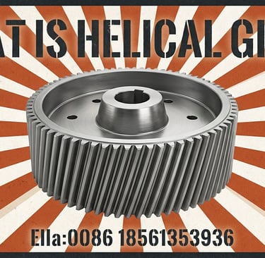 Precision helical gear with angled teeth for smooth and quiet mechanical power transmission.