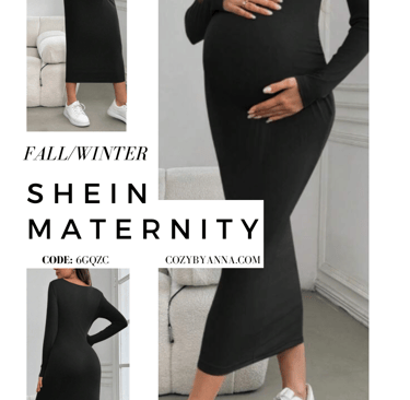 Shein solid color stand collar long sleeve casual maternity dress comfortable and versatile pregnant