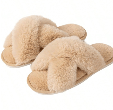 Slip into cozy comfort with these plush memory foam cross-band slippers
