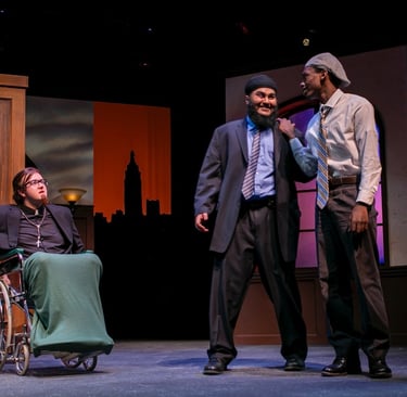 Scene with Father Lux, Balthazar (Juptej Singh) and Rooftop (Ethan Hammet)