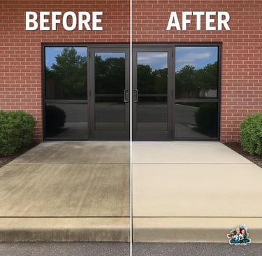 Commercial storefront cleaned by Bonnie and Clyde's Pressure Washing in Corsicana, TX