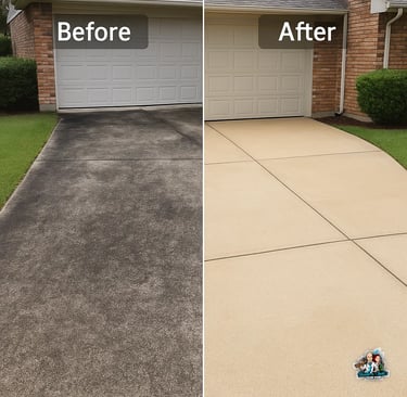 Driveway cleaned by Bonnie and Clyde's Pressure Washing in Corsicana, TX