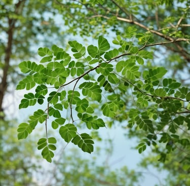 green moringa leaf with green background
